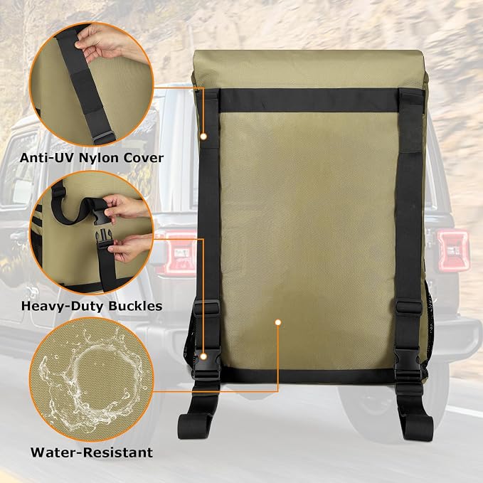 Spare Tire Trash Bag, Offroad Storage Bag Heavy Duty Truck Tailgate Fits up to 40" Tire, Large Recovery Gear Firewood Camping Cargo Storage for Jeep Truck SUV Car