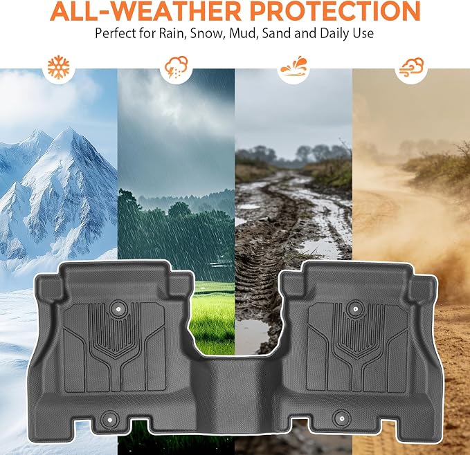Floor Mats for Jeep Wrangler JL 4-Door 2018-2025 (Only for Models Without Subwoofer), Heavy Duty TPE All Weather Protection Waterproof Non-Slip Black (Floor Mats & Cargo Liner & Seatback Mat)