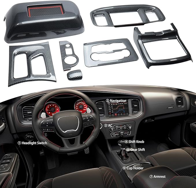 Interior Trim for Dodge Charger 2015-2024 Gear Shift Panel Trim with Console Cover