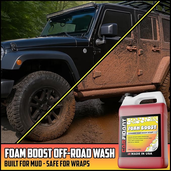Carfidant Foam Boost Off-Road & ATV Wash Soap – Heavy Duty pH-Balanced Car Wash for Trucks, UTVs, RVs & Dirt Bikes – Quick Rinse, No Residue – Works with Foam Cannons, Guns & Buckets – 1 Gallon