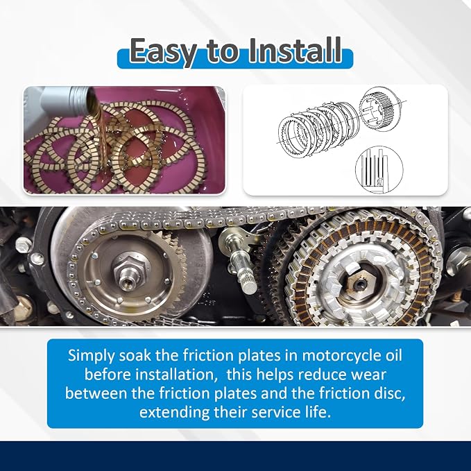 Wsays Friction Steel Extra Clutch Plates Kit Compatible with Harley Sportster XL 1991-2022, Fit Touring Softail Dyna and FXR Big Twin 1990-1997, Fit Evolution 1340 1994-1997, Fit Buell All 1991-2002
