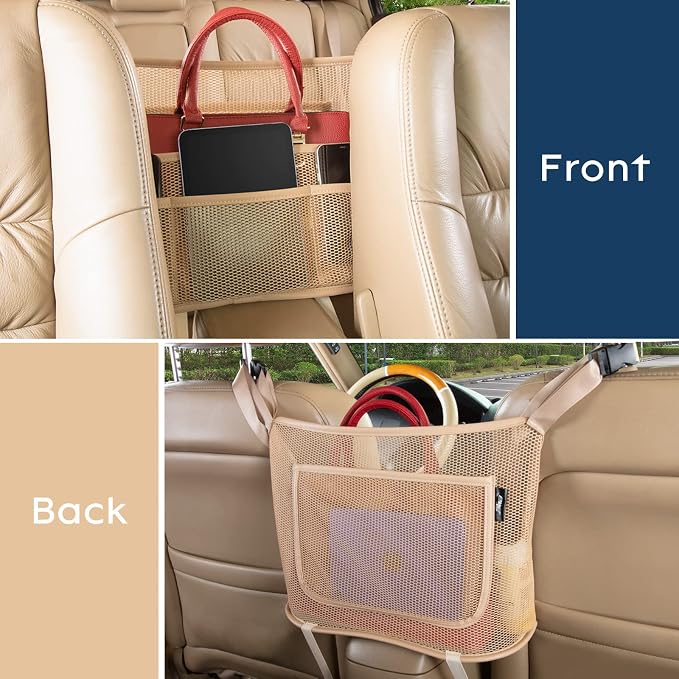 eing Car Trash Can with Lid, Mini Vehicle Garbage Organizer & Car Organizers and Storage Mesh Bag