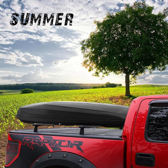 Truck Rack with Two Cross Bars and Four Brackets for Pickup Bed, Universal Aluminum Black Bar Length Adjustable from Min 49” to Max 64” Works with Tonneau Cover that Mounts on Top of Rails