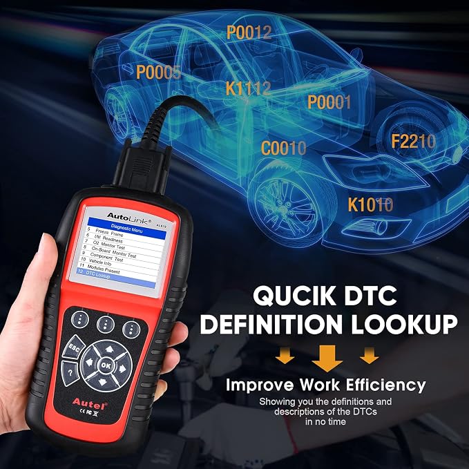 Autel AutoLink AL619 OBD2 Scanner, 2026 ABS SRS Warning Light Diagnostic Scan Tool, Up of AL519 ML519 ML619, 10 OBDII Test Modes, DTCs Lookup, Live Data, Turn Off Check Engine Light OBDII Code Reader