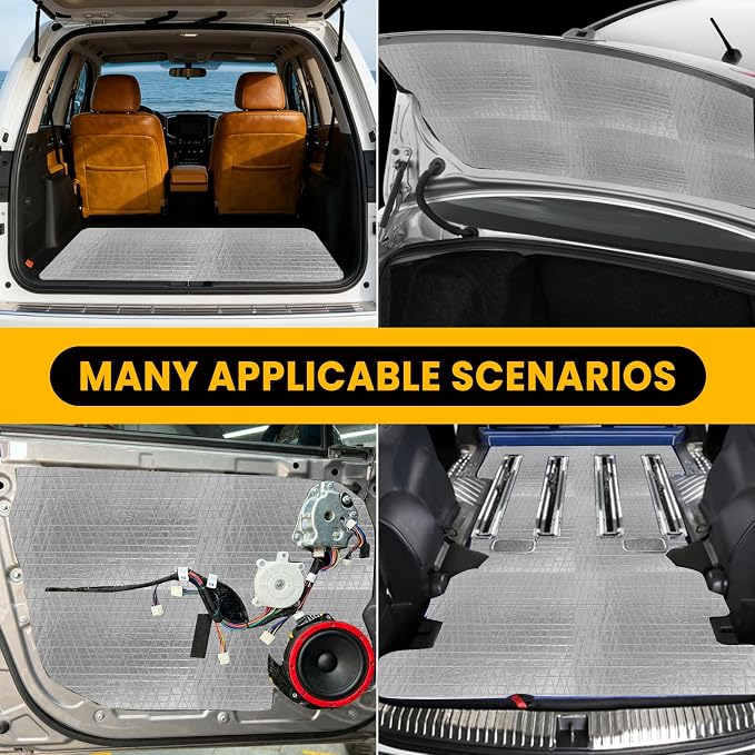 VOISEN Sound Deading Material for Cars,197 mil(5mm) 21 sqft Sound Deadening,Aluminum foil Foam Sound Deadener,Noise Insulation and Vibration Dampening Material 19 Pcs