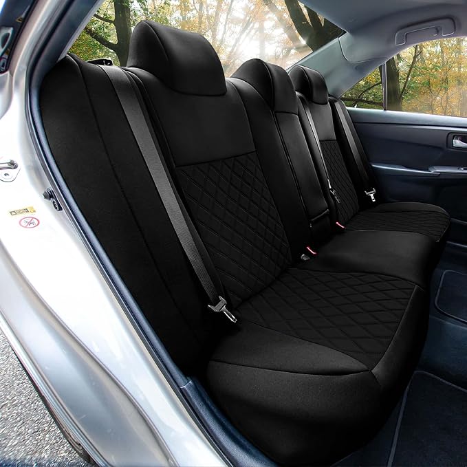 FH Group Custom Fit Seat Covers Specifically Made for 2012-2017 Toyota Camry LE | SE | XSE | XLE - Ultraflex Neoprene Waterproof Car Seat Cover, Rear Set Black