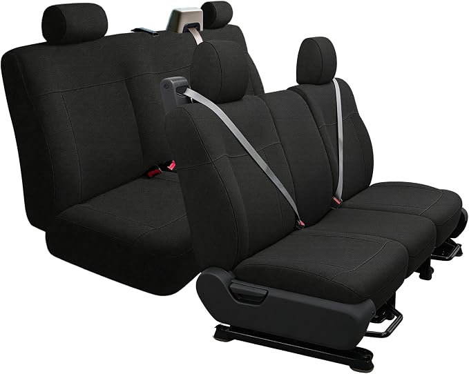Heavy-Duty Knit Seat Covers for Ford F150 XLT Super Cab 2004 2005 2006 2007 2008 Front & Rear Bench Durable Fabric Protection-Black