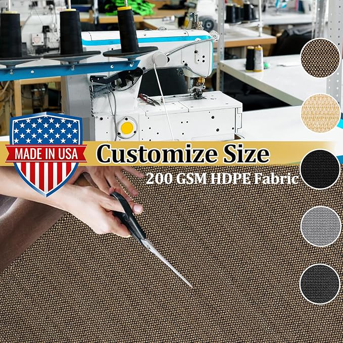 Shade&Beyond Customized Size 6' X 7' Shade Cloth with Grommets, 90% UV Protection UV Protection Mesh Tarp Sun Screens for Patio GN04, Mocha