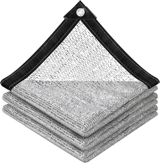 vensovo 40% Aluminum Shade Cloth - Reflective Aluminium Shade Netting Sun Shade Cover with Grommets for Cars, Dogs, Outdoor, RV, Patio (4x10FT)