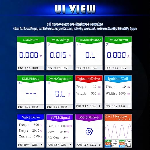 Ignition Coil Tester, Automotive Relay Tester, Coil & ECU Testers for Fuel Injectors, PWM-Controlled Solenoid Valves, Automobile Actuator Drive Detector