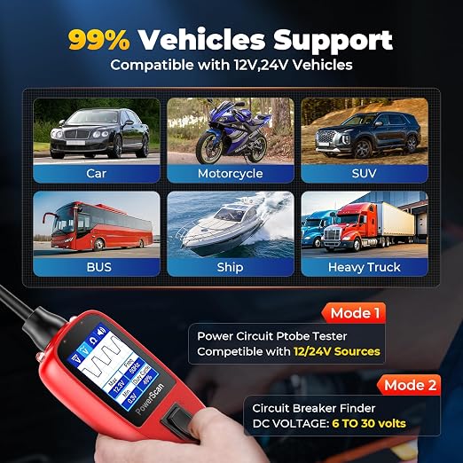 Autel Circuit Tester PowerScan 2026, Automotive Power Circuit Probe Tool, 12-24V Electrical Short Open Circuit Breaker Finder, AC/DC Trailer Relay Tester, 20FT Extension Cable, for 99% Cars