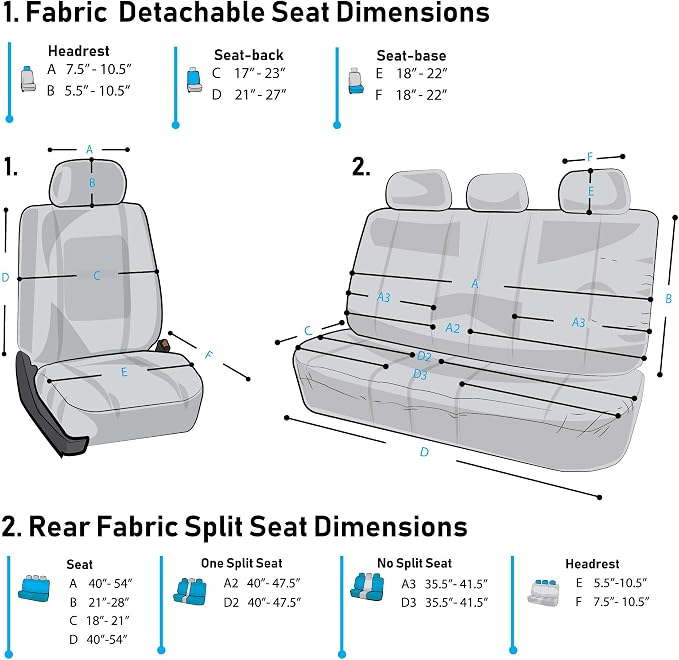 FH Group Three Row Set 7 Seater Black Travel Master Car Seat Covers, Airbag and Split Rear Car Seat Cover Universal Fit Interior Accessories for Cars Trucks and SUV Automotive Seat Covers