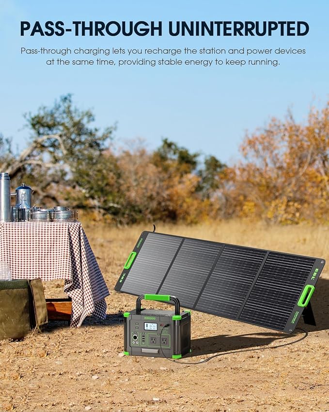 1000W Portable Power Station 999Wh, 110V Pure Sine Wave AC Outlet (2000W Peak), 60W PD USB-C & 10 Ports, Solar Generator for Home Backup, Outdoor Camping, RV, Emergency, Off-Grid Living
