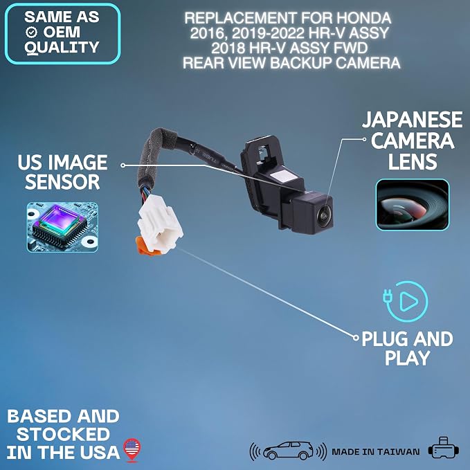 Backup Camera Replaces for 2016 2019 2020 2021 2022 Honda HR-V Assy | 2018 Honda HR-V Assy FWD OE Part # 39530-T7A-003 39530T7A003