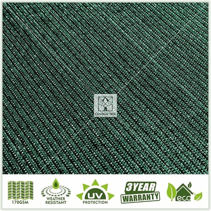 ColourTree Customized Size 6' x 6' Green Fence Screen Privacy Screen - Commercial Grade 170 GSM - Heavy Duty - 3 Years Warranty - Cable Zip Ties Included