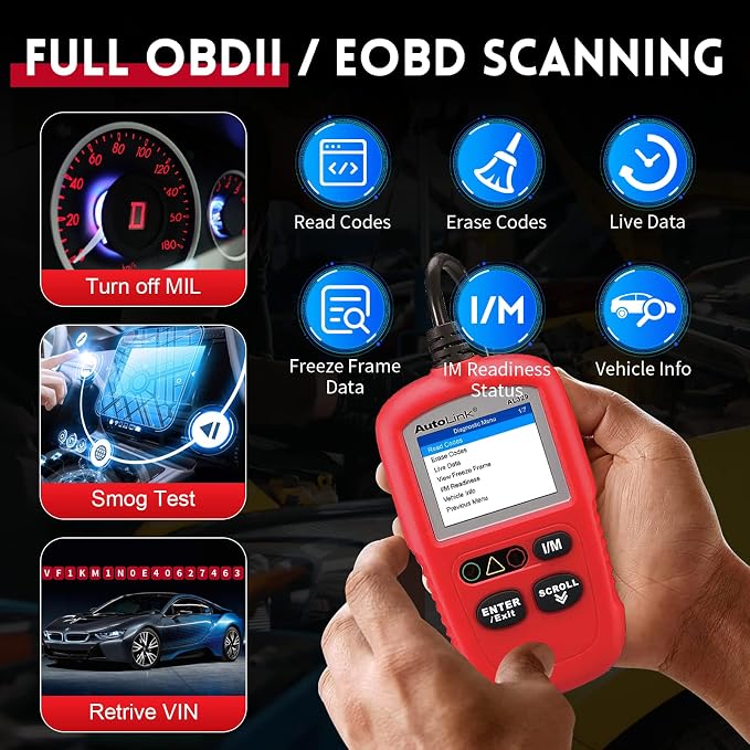 Autel AutoLink AL329 OBD2 Scanner, Upgrade of AL319 & MS309 Code Reader, OBDII Reader with Auto VIN, Live Data, DTC Lookup, Emission Monitor Test, I/M Readiness Smog Check CAN Diagnostic Scan Tool