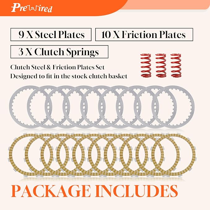 M8 Clutch Plate Kit Friction Steel Plate Set for Harley 2017-up Touring Street Glide FLHX/Road Glide FLTR/Road King FLHR/Electra Glide FLHT & 2018-up Softail Model with Milwaukee 8 Engine