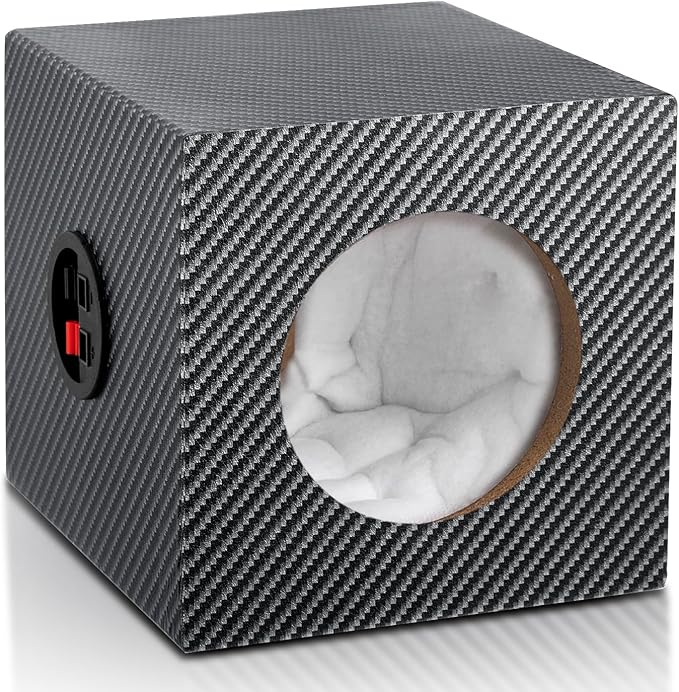 5" Wooden Speaker Enclosure, American Sound Connection Car Audio Empty Enclosure for Speakers to Enhance Sound & Bass, Ported Subwoofer Box w/Sound-Absorbing Cotton & Speaker Spikes Pad Mat