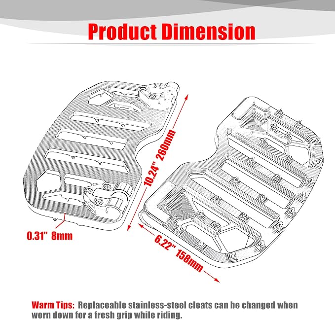 Goldfire 1 Pair Wide MX Foot Pegs Offroad Bagger Front Driver Floorboards Fit for Harley Touring Road King Street Glide 1986-2022 Softail Fatboy FL Dyna FLD 12-2016 (Chrome)