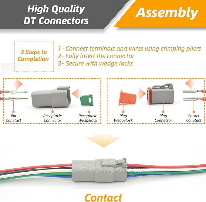 217PCS 12 Kits Deutsch DT Connector Kit with Crimper & Terminal Removal Tool - IP68 Waterproof 2 3 4 6 8 12 Pin Automotive Electrical Connectors & Size 16 Stamped Contacts for Car Truck Marine Wiring