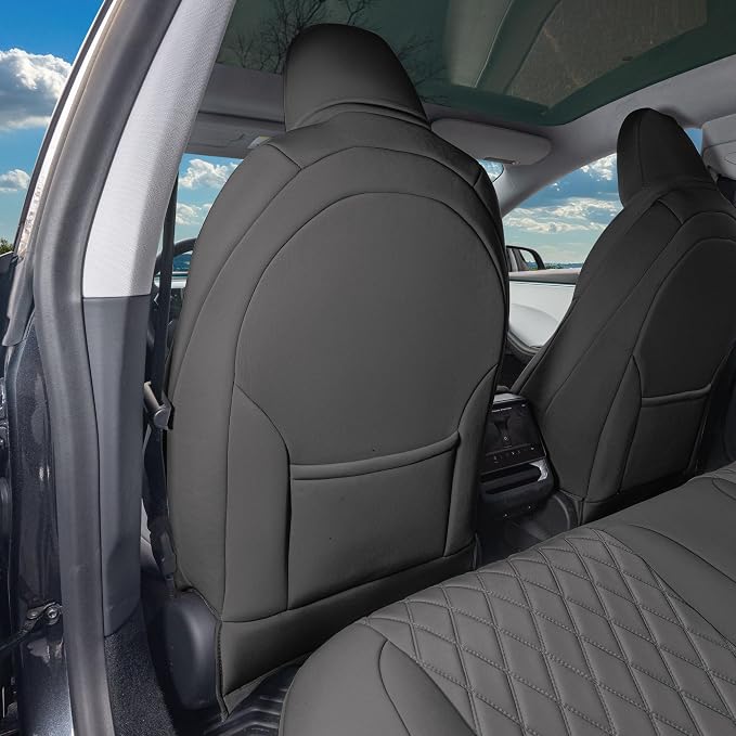 FH Group Custom Fit Seat Covers Compatible with Tesla Model 3 2024–2026 Front Set Seat Covers for Tesla Sedan (2 Front Seats + Console) Ultraflex Neoprene Car Seat Covers, Black