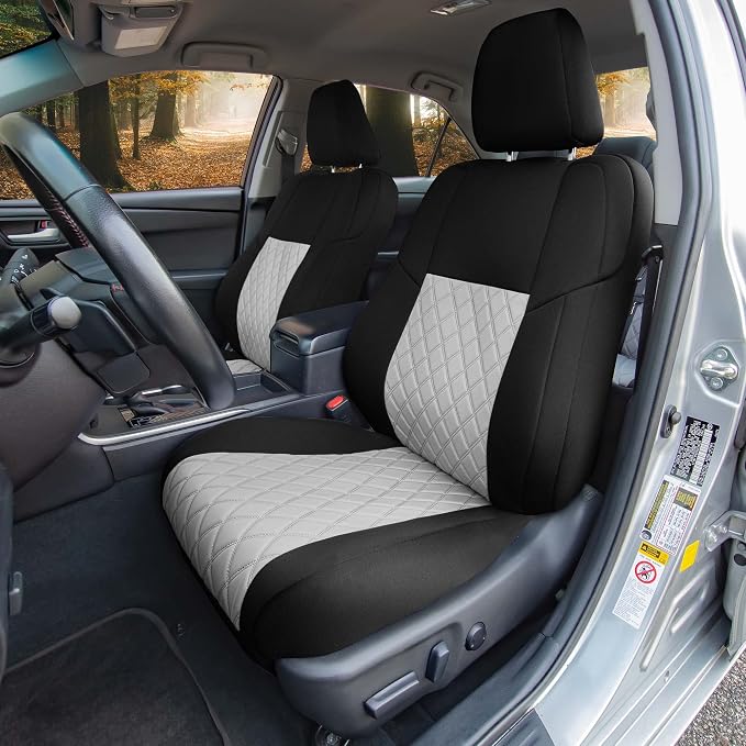FH Group Custom Fit Seat Covers Specifically Made for 2012 - 2017 Toyota Camry LE | SE | XSE | XLE - Ultraflex Neoprene Waterproof Car Seat Cover, Front Set Gray