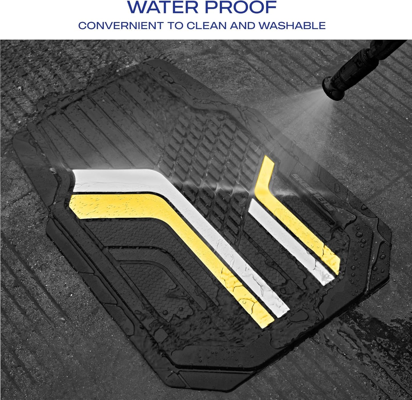 Skechers Heavy Duty Rubber Car Floor Mats,Dual Color Design Floor Mats,All Weather Car Mats,Waterproof Trim to Fit Universal Floor Liner Car Mats,Automotive Floor Mats for Cars Trucks Suvs,Yellow