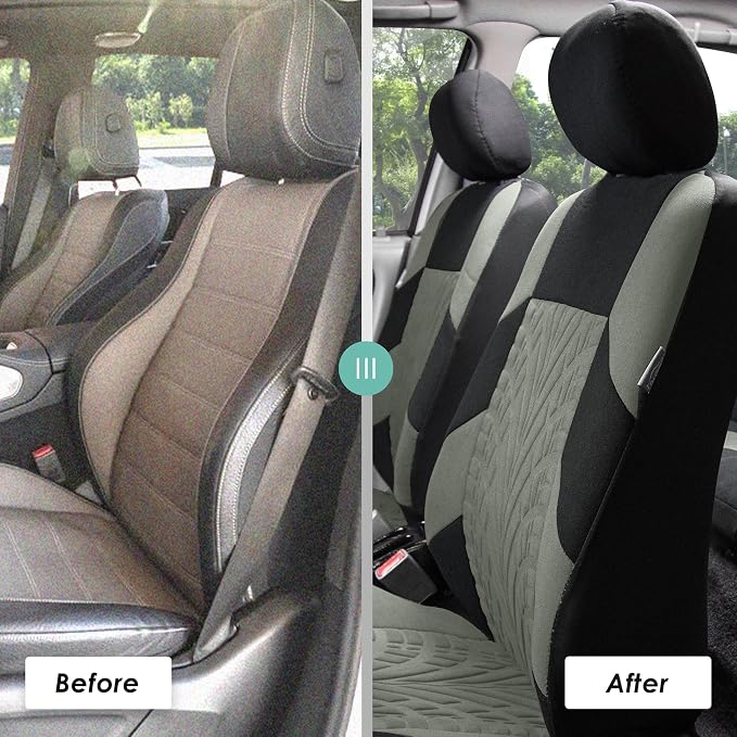 FH Group Three Row Set 7 Seater Gray Travel Master Car Seat Covers, Airbag and Split Rear Car Seat Cover Universal Fit Interior Accessories for Cars Trucks & SUV Automotive Seat Covers