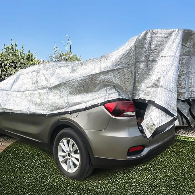 Shade Cloth-Thickened and Encrypted 80% Aluminum Shade Cloth for Greenhouse Balcony Garden,Outdoor Pergola,Lawn,Cars.Easy Hanging with Edges and Holes,Silver Heat Reflective Tarp