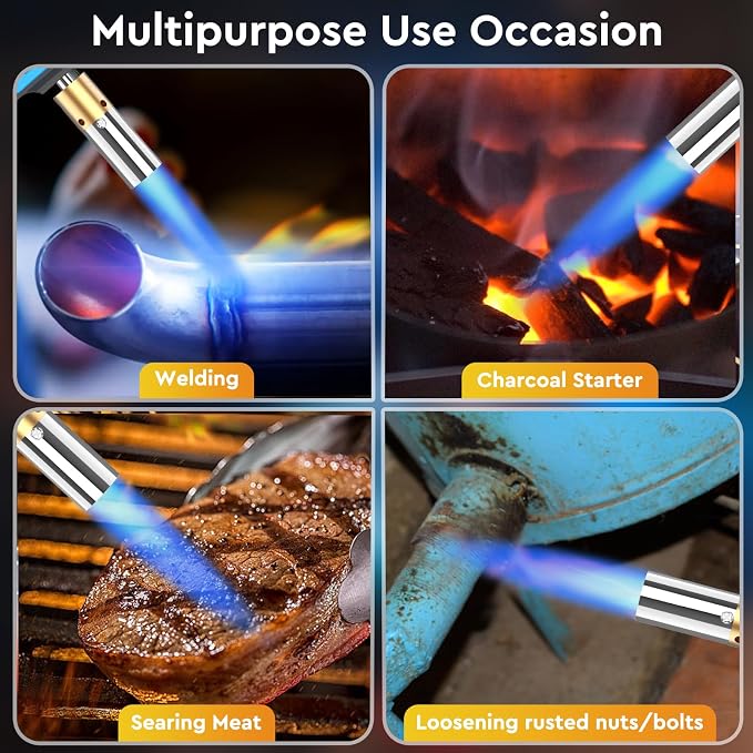 Propane Torch Head, Trigger Start Gas Torch, 5" Mapp Map Gas Torch Fuel by Propane MAPP Gas Cylinder for Brazing, Welding(Fuel Cylinder not included)