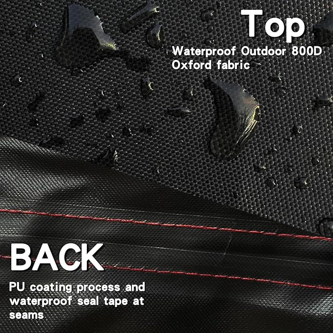 800D Heavy Duty Motorcycle Cover, Outdoor Storage Moped Covers, All-Weather Universal Waterproof Scooter Cover with 3 Reflective Handle、2 pairs Lock Holes and 3 Fixed Buckles - 87" x 37" x 40"
