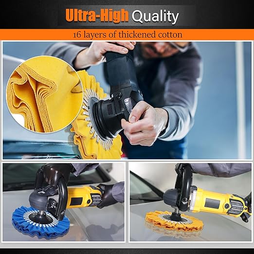 9 Pcs 8" Aluminum Polishing Wheel Kit, 4Pcs Airway Buffing Wheel in Hole Diameter 5/8" inch, 5Pcs Aluminum Compound Polish for Angle Grinder Mirror Finish Polishing for Metal Detailing Kit