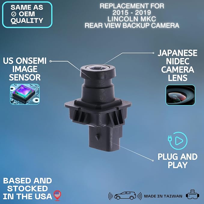 Backup Camera Replaces for 2015-2019 Lincoln MKC OE Part # EJ7Z-19G490-A, EJ7T-19G490-AC