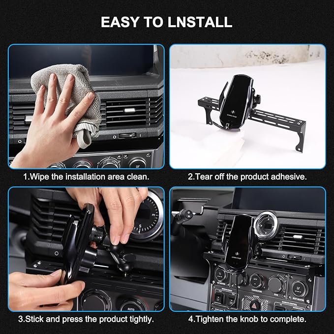 Compatible with INEOS Grenadier 2020-2024 Car Phone Mount and Walkie Talkie Mount Stand Set, Centre Console Multifunctional Track Mobile Phone Holder Expansion Platform (Style E)