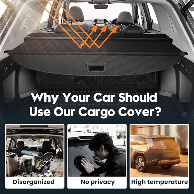 Powerty Cargo Cover for 2018-2024 Chevy Equinox/GMC Terrain Accessories, Trunk Cover Retractable Trunk Shielding Shade Cargo Luggage Cover for 2018-2024 Chevy Equinox/GMC Terrain