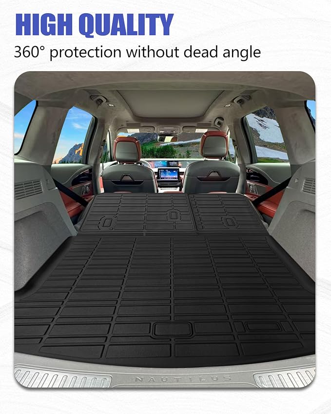 Cargo Liners Backrest Mat for Lincoln Nautilus Accessories 2024-2025 2026 with Hook&Loop Rear Trunk Mat Rear Seat Back Cover Protector All Weather Anti-Slip Split Dog Liner 3 PCS