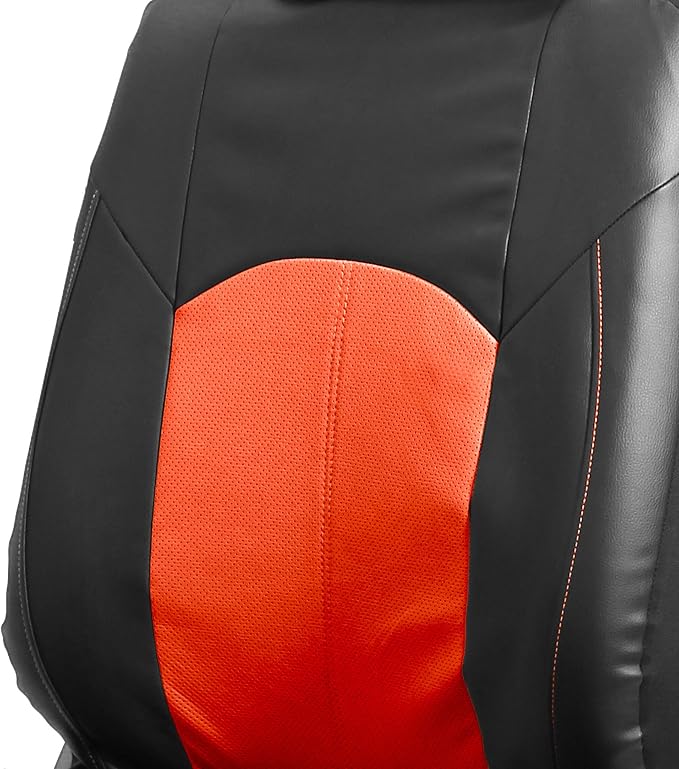 FH Group Highest Grade Faux Leather Split Bench Seat Cover, Rear Set – Universal Fit for Cars Trucks & SUVs (Orange/Black) PU008013