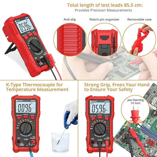 Neoteck 6000 Counts True RMS Digital Multimeter,Auto Range Multimeter with NCV,AC/DC Voltage Current Resistance Capacitance Frequency Temperature Duty Cycle Voltmeter for Home Automotive Electrician
