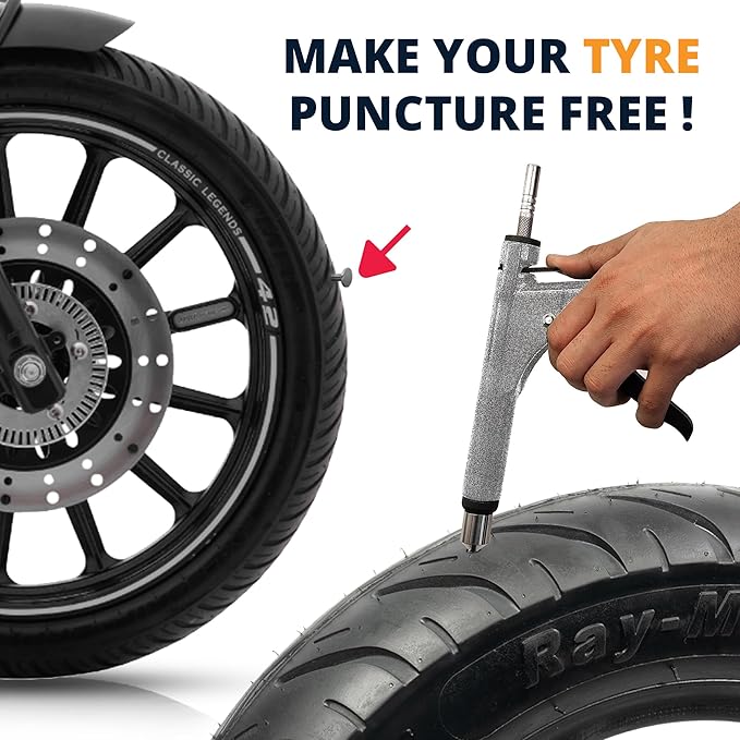 GRAND PITSTOP Tubeless Tire Gun Puncture Repair Kit with Mushroom Plug for Tyre Punctures and Flats on Cars, Motorcycles, ATV, Trucks & Tractors (Gun Kit Antic Silver)