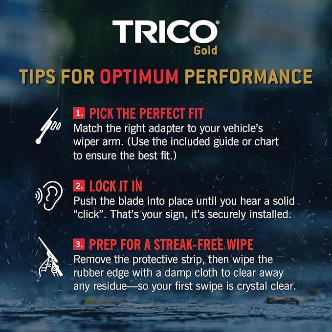 TRICO Gold™ (18-2421) 24 & 21 Inch Pack of 2 Automotive Replacement Windshield Wiper Blades for My Car Super Premium All Weather Beam Blade for Select Vehicle Models