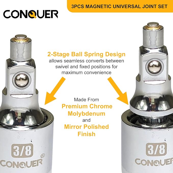 CONQUER Precision Tool Set Bundle: Magnetic Socket Extension Set + Tungsten Blade Deburring External Chamfer Tool