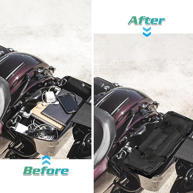 Motorcycle Saddlebag Liner, Waterproof 32L Large Hard Saddle Insert Travel Storage Bag Compatible with Touring Street Glide Road Glide Road King 1993-2023 1700 Royal Star (1 Pair)