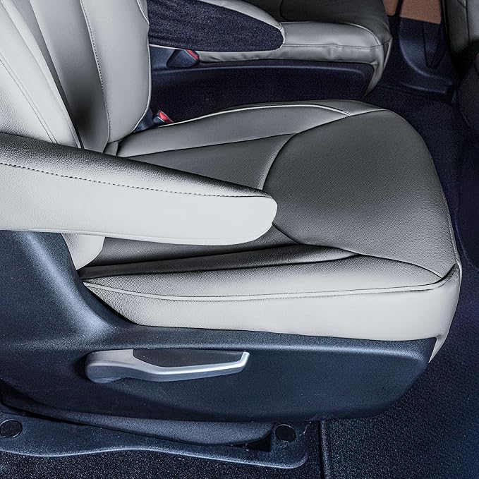 FH Group Custom Fit Car Seat Cover Specefically Made for Chrysler Pacifica 2017-2024 - 2nd Row Set Hybrid, Faux Leather, Solid Gray