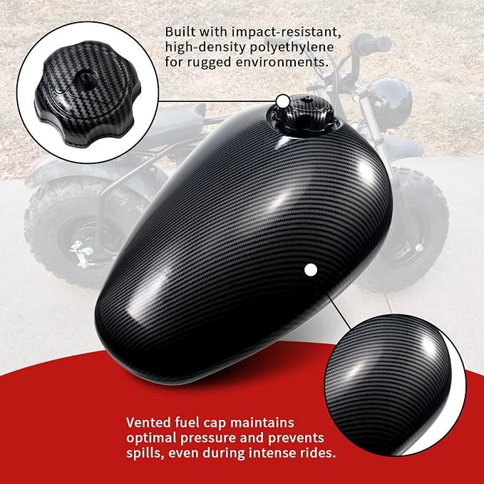 Gas Fuel Tank fit for Coleman CT200U-EX for Axis M200 for Hisun HS200-3 & 196cc Mini Bikes 5.5L capacity with Carbon Fiber Pattern