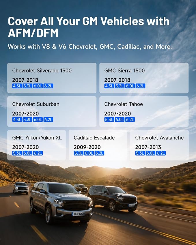 TOPDON AFM/DFM Disabler for V6 V8 GM, OBD2 AFM Disabler Device | for Chevy Silverado GMC Sierra Yukon Cadillac Escalade, Prevents Cylinder Deactivation, Active Fuel Management Disabler