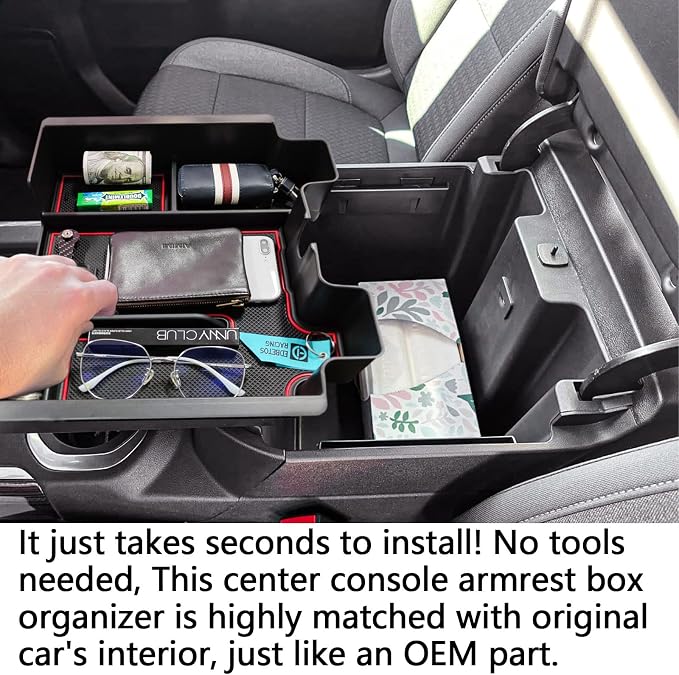 Center Console Coin Tray and Full Center Console Organizer for 2019-2022 Chevy Silverado 1500 & GMC Sierra 1500/2020-2023 Silverado/Sierra 2500HD 3500HD Accessories,Full Console Bucket Seats Only