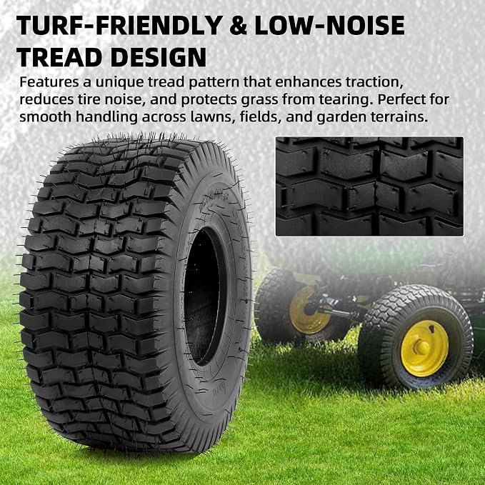 AR-PRO (2-Pack) 15x6.00-6 Tubeless Tire, 15x6-6 Lawn Mower Garden Tractor Tire, 4 Ply with Turf Treads