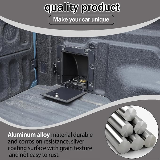 Lcojicep Trunk Bed Security Lockbox Cover Compatible with Ford Maverick 2022-2025，Truck Bed Side Storage Box Lockbox Cover Replacement ， with lock Storage box panel Cover Accessories (Black B)