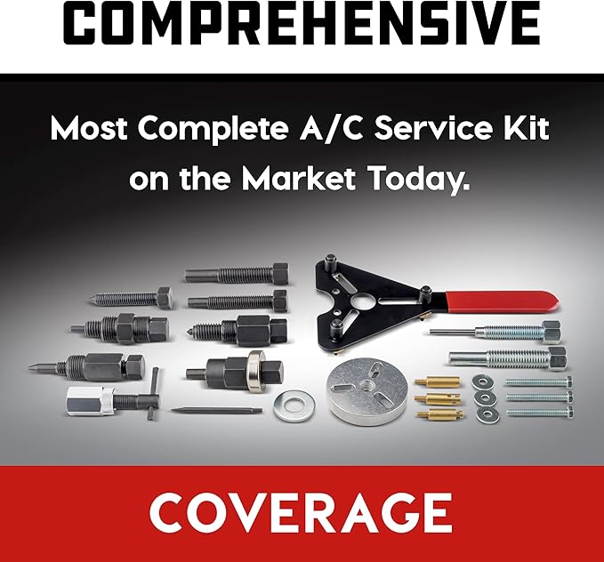 Powerbuilt Master AC Clutch Removal & Installation Tool Kit, Service Automotive AC Compressor Clutches, Holding Tool, Installer, Remover - 647756, Black, 23 Piece