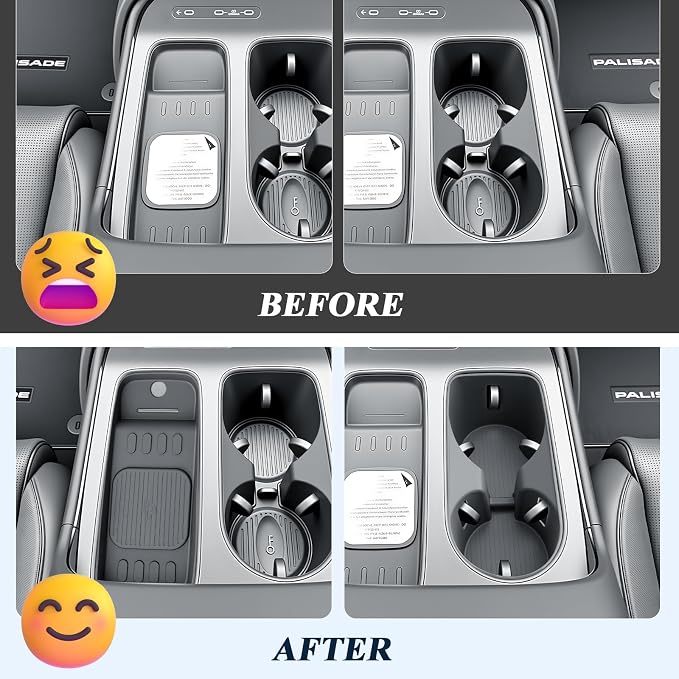 BIBIBO 2Packs for 2026 Hyundai Palisade Center Console Cup Holder 2026 Hyundai Palisade Console Wireless Charging Mats & Console Cup Holder Insert 2026 Palisade Silicone Console Tray 2026 Palisade